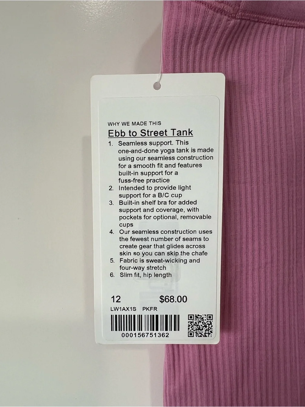 lululemon athletica- Ebb to Street Tank Top Light Support, B/C Cup Size 12